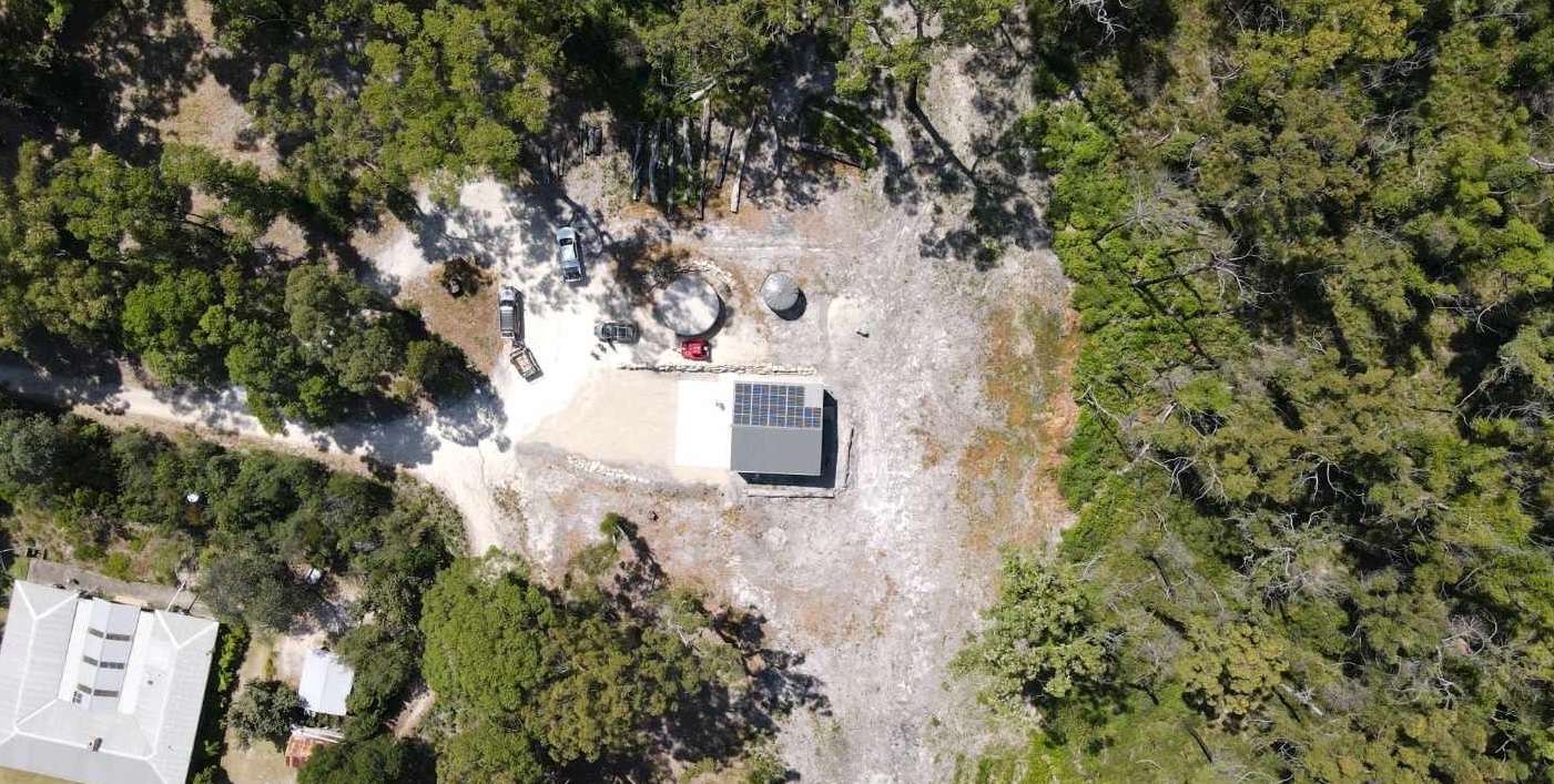 Tamboon Off-Grid Fireshed from above
